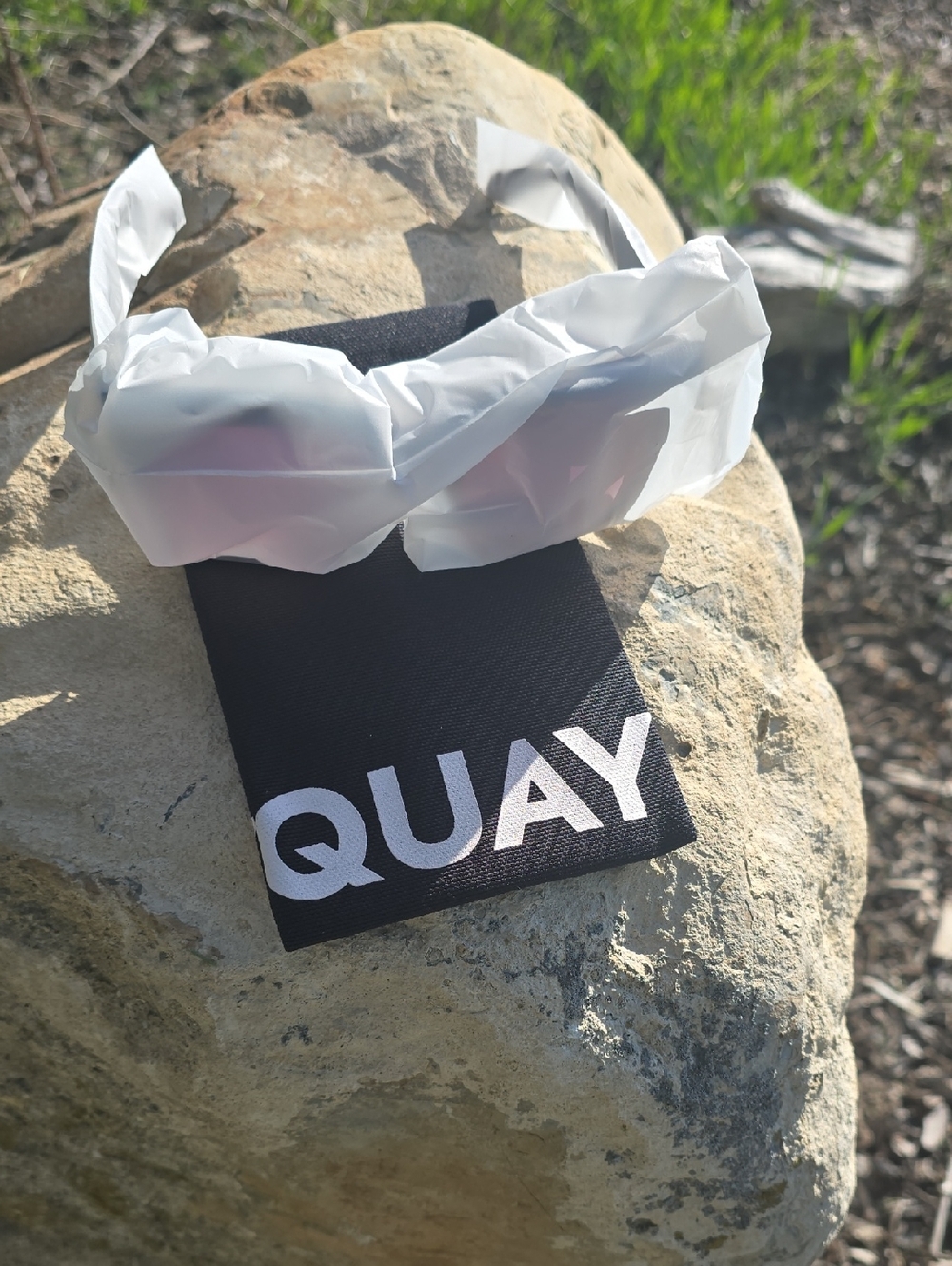 New Quay Icy Sunglasses with Black Frame and Pink  Lenses